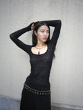 Yedinas Gothic Black Sheer Long T-Shirt