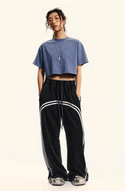 Women's Washed Stitching Crop Top