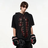 Insulated Contrast Color Sequins Hooded T-Shirt