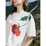 Versatile Lyocell Velvet Printed T-Shirt