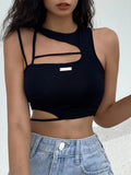 Sleeveless Skinny Black Women's Top