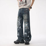 Denim Game Strong Retro Graffiti Loose Jeans