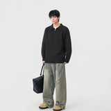 Comfortable Ribbed Knit Half Zipper Sweater