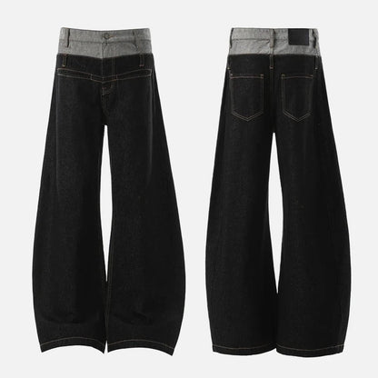 Black Distressed Patchwork Loose Fit Jeans