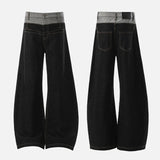 Black Distressed Patchwork Loose Fit Jeans