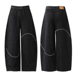 American Style Retro Loose Fit Embroidered Jeans