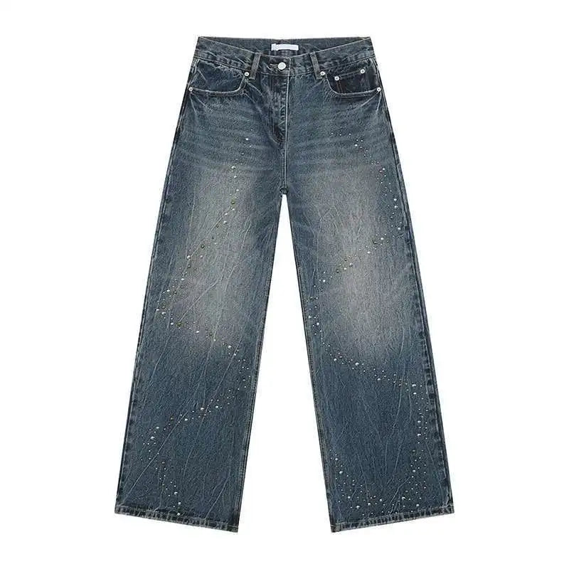 Sequin Patchwork Wornout Burr Edge Jeans