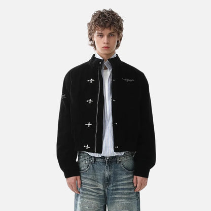 Streetwear Button Down Stand Collar Jacket