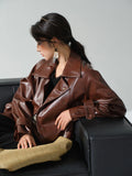 Chic Hong Kong Style PU Leather Moto Jacket