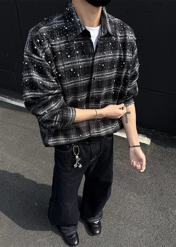 Breathable Starry Grid Long Sleeve Shirt