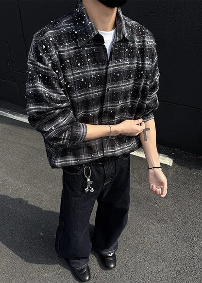 Breathable Starry Grid Long Sleeve Shirt