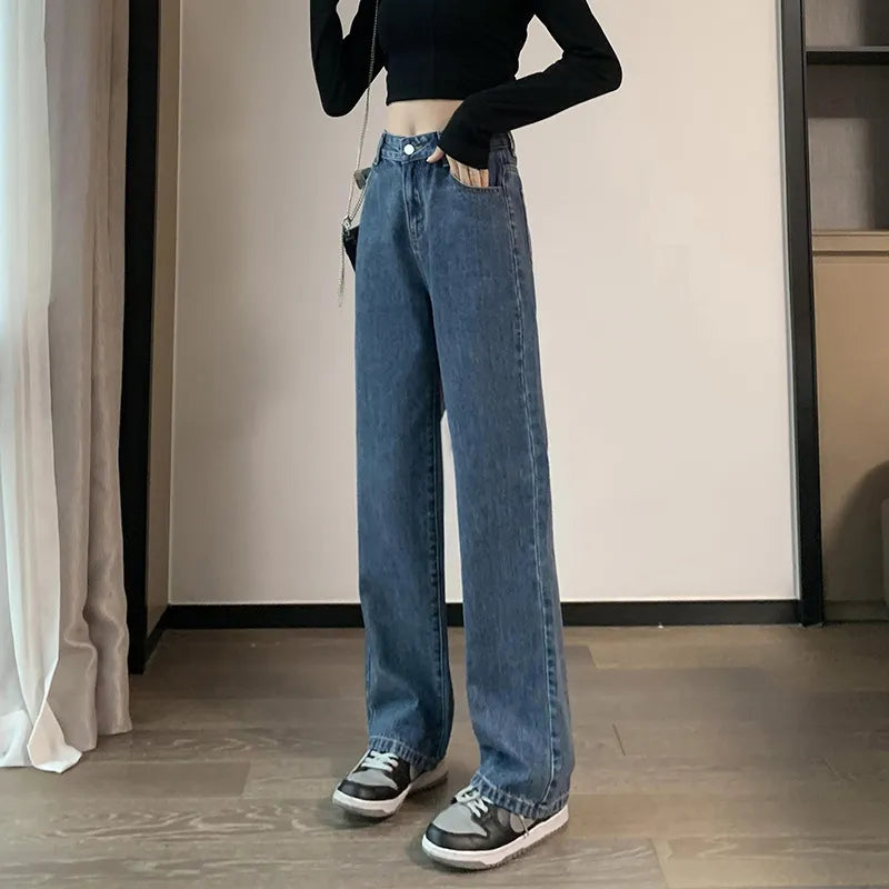 High-waist Straight Denim Pants