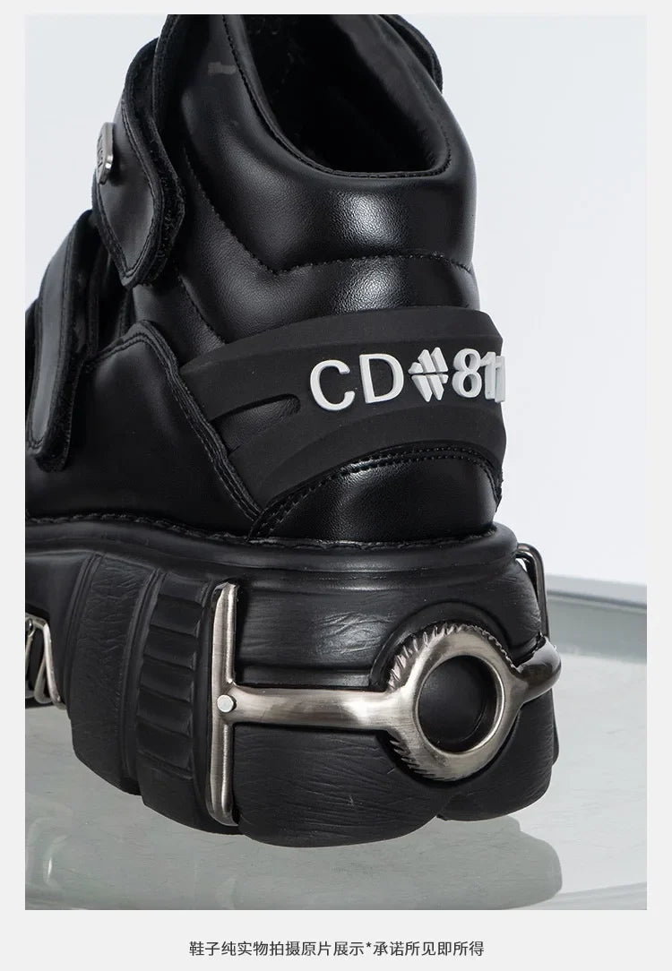 Grunge Chunky High-Top Strap Sneakers