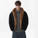 Thick Tiger Print Fur Collar Parka Padded Jacket