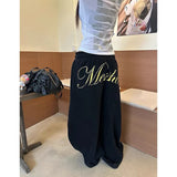 Premium Black Oversize Star Elastic Sweatpants