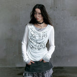 Vintage Japanese Y2K Patchwork Letter T-Shirt
