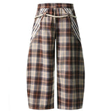 Y2K Flexible Plaid Wide Leg Baggy Wide Leg Jogger