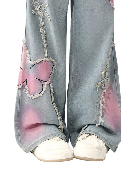 Y2K Butterfly Edge Distressed Jeans