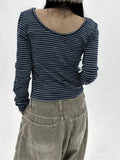 Striped Long Sleeve U-Neck T-Shirt