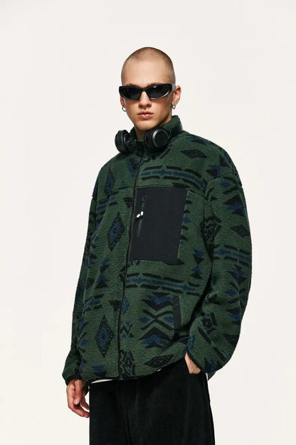 Ethnic Printing Sherpa Jacket