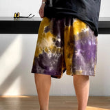 Purple Gold Tie Dye Hip Hop Loose Short