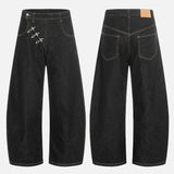Unisex Black Loose Fit Wide Leg Jeans