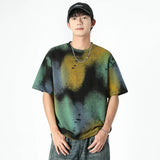 Trendy Tie Dye Ripped Hole Short Sleeve T-Shirt