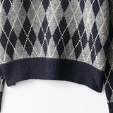 Vintage Argyle Plaid Knitted Casual Sweater