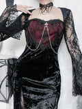 Elegant Gothic Lace Midi Dress Women