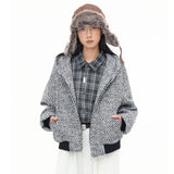 Y2K Elegant Gray Zip-Up Hooded Sweatshirt