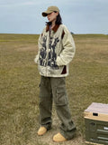 Streetwear Vintage Cartoon Print Oversized Jacket