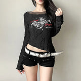 Dark Punk Mesh Patchwork Long T-Shirt