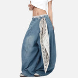 Y2K Street Muse Wide-Leg Scarf Jeans