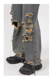 Retro Holes Jeans Denim Pants