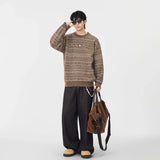 Y2K Plush Ethnic Knit Crew Neck Sweater