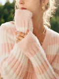 Chic Pink Single Breasted Spliced Cardigan