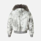 High Street Distressed Quilted Fur Hooded Jacket