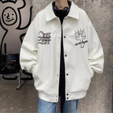 Vintage Embroidered PU Baseball Leather Jacket