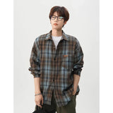 Vintage American Style Blue Plaid Shirt