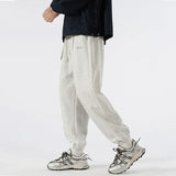 Vintage Letter Embroidered Elastic Waist Sweatpants