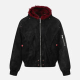 Fashionable Gothic PU Leather Hooded Fur Jacket