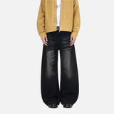 Vintage Washed Deconstructed Moustache Effect Jeans