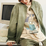 Streetwear Stylish Vintage Korean Gradient Denim Jacket