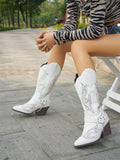 Retro Cowgirl Embroidered Block Heel Boots