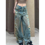 Streetwear Casual Vintage Oversize Ripped Denim Jeans