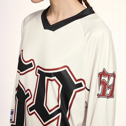 Retro Oversized Letter Printed Long T-Shirt