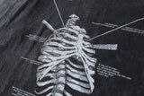 Warm Skeleton Print Washed Oversized Gothic T-Shirt
