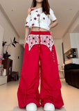 Effortless Red Oversize Parachute Jogger