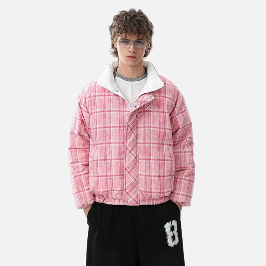 Thick Plaid Embroidered Double Sided Jacket