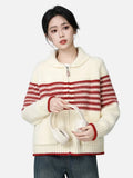 Preppy Style Striped Hip Hop Knitted Cardigan